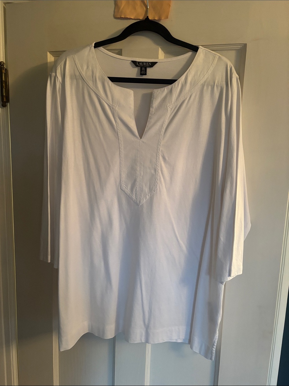 Lauren Ralph Lauren White Notch-Neck Tunic Top